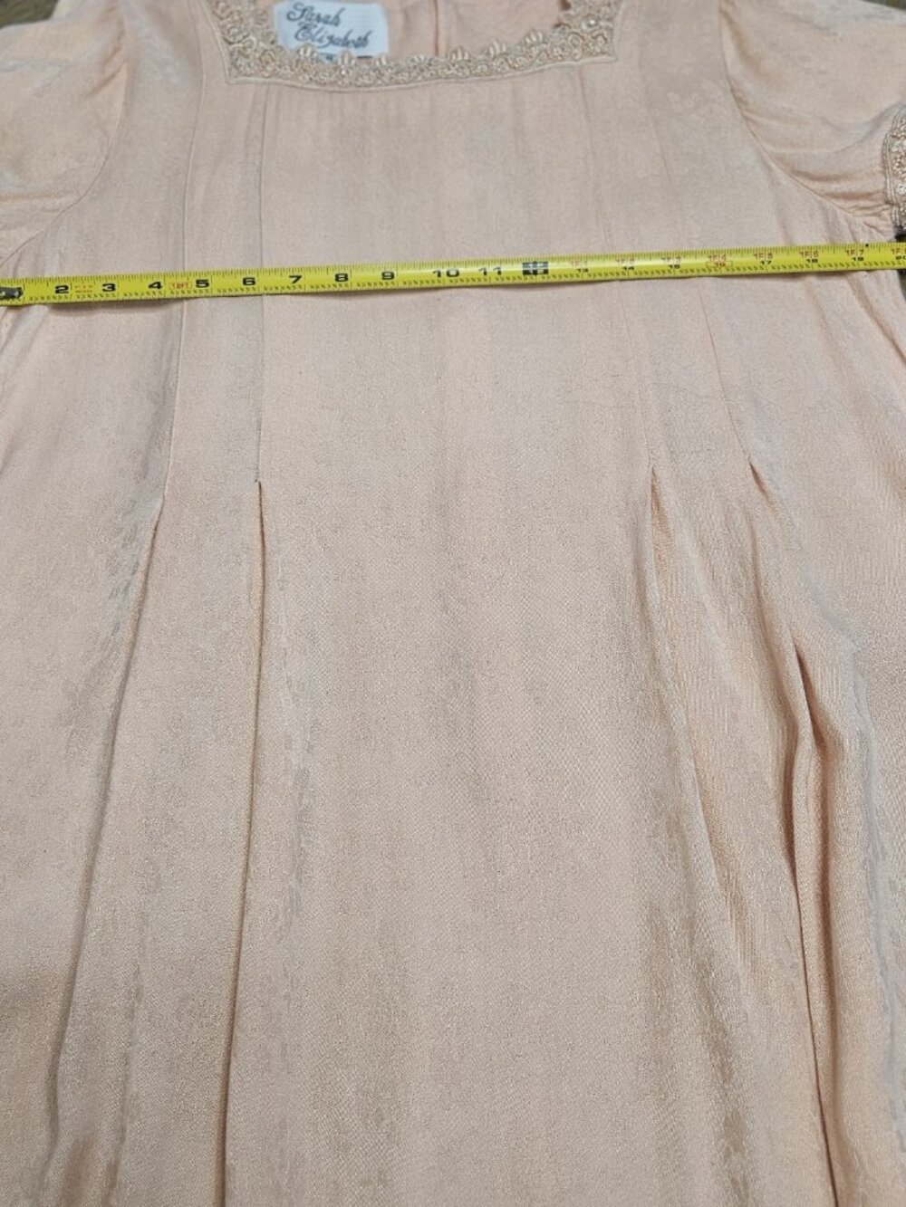 Vintage 90s Sarah Elizabeth Blush Pink Floral Lace Prairie Maxi Dress M/L - Picture 11 of 11